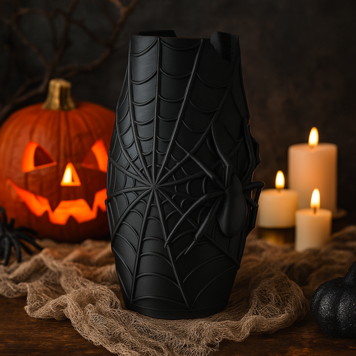 Spiderweb Vase – Halloween Decor with Spider Design 3D model