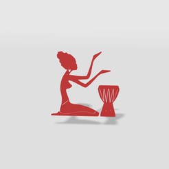 1.png STL file wall decor african women with drum・Model to download and 3D print