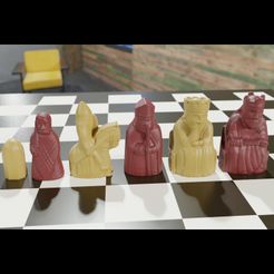 The Isle of Lewis Chessmen.jpg Printable Medieval Medieval Chessmen Chess Set 2 OBJ 3MF 3D model
