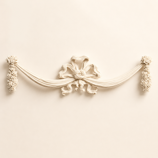 Decorative Floral Ribbon Drop Frieze 3D STL Model for Furniture & Woodworking