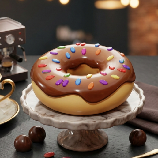 Chocolate Glazed Donut with Multi-Colored Sprinkles