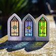 IMG_1478.jpg STL file Temple window with Zelda stained glass window - Candle Holder・3D print object to download