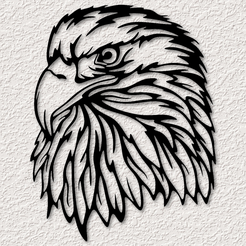project_20230603_1730258-01.png STL file eagle wall art bald eagle wall decor 2d art・Model to download and 3D print