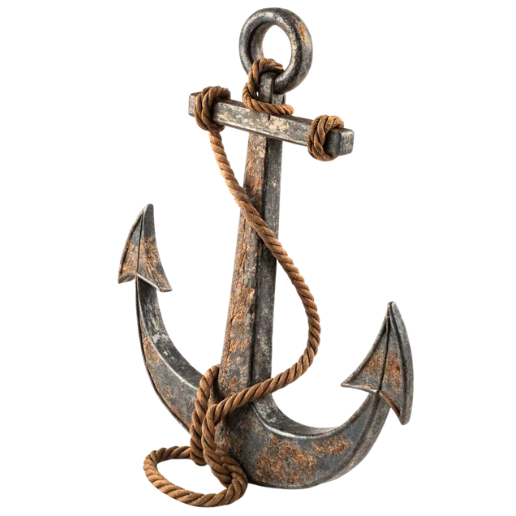 Vintage Nautical Anchor with Rope