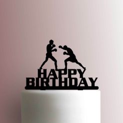JB_Boxing-Happy-Birthday-225-A518-Cake-Topper.jpg STL file HAPPY BIRTHDAY BOXING TOPPER・3D printable model to download