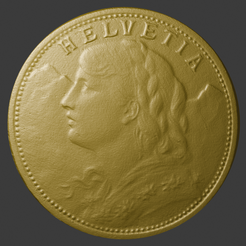 Goldvreneli_Faceside.png Switzerland, 20 Francs, Goldvreneli, 3D Scan