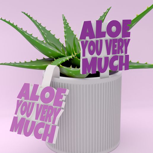 Plant puns labels - Aloe you very much STL File for 3D printingCults