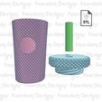 Untitled-8.jpg Archivo 3D Llavero inspirado en el vaso con tachuelas de Starbucks con pastillero de rosca extraíble Archivo STL cuadrado para impresión 3D・Idea de impresión 3D para descargar