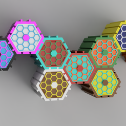 conjunto.PNG Fichier STL boîtes hexagonales à empiler・Design à télécharger et à imprimer en 3D