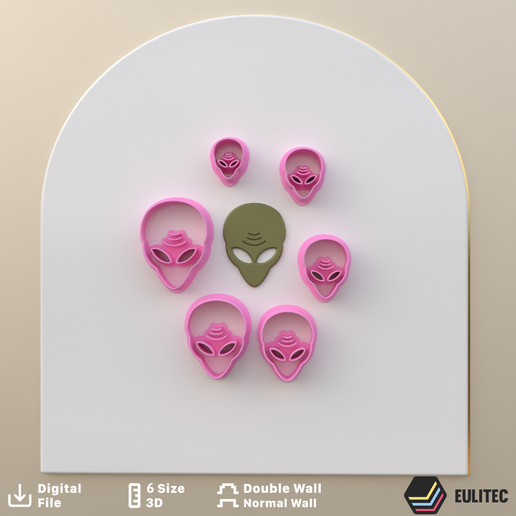 POLYMER CLAY CUTTERS ALIEN 6 SIZE 2 VERSION CUT/EULITEC.COM/CC/COPYRIGHTED LICENSE 3D model