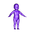 Baby T pose SDLevel3.obj Baby in T Pose Quad Mesh avec 5 niveaux de subdivision.