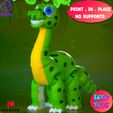 4.jpg STL file PRINT-IN-PLACE ARTICULATED CUTE Sauropoda Dinosaur・3D printable model to download