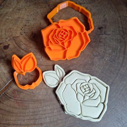 🌹✨ Rose Cookie Cutter Set with Leaves - 7cm | STL for 3D Printing ✨🌿