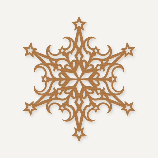 Celestial Star and Moon Snowflake Wall Art – STL and Laser Cut Files