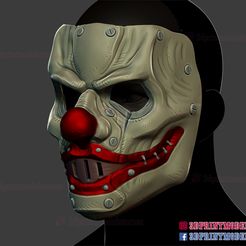 Clown_Motorcyle_helmet_3d_print_model-02.jpg Archivo 3D Máscara de moto de payaso - Casco de Halloween Cosplay・Diseño para descargar y imprimir en 3D