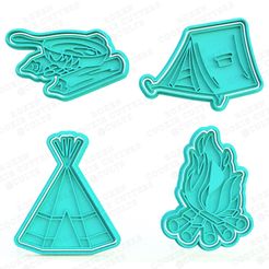 1.jpg 3D file Camping cookie cutter set of 4・3D printer design to download
