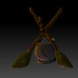 4.jpg Witchcraft standing brooms and cauldron