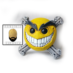 Smiley-Badge-Painted-Print-3.png STL-Datei Psycho Smiley 3d Abzeichen・3D-Druck-Idee zum Herunterladen, TaterBeard