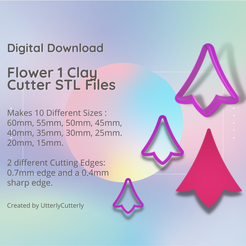 Pink-and-White-Geometric-Marketing-Presentation-Instagram-Post-Square.png Fichier 3D Flower 1 Clay Cutter - STL Digital File Download- 10 sizes and 2 Cutter Versions・Modèle à imprimer en 3D à télécharger, UtterlyCutterly