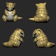 sandshrew-4.jpg Pokemon - Sandshrew and Sandslash with 2 poses