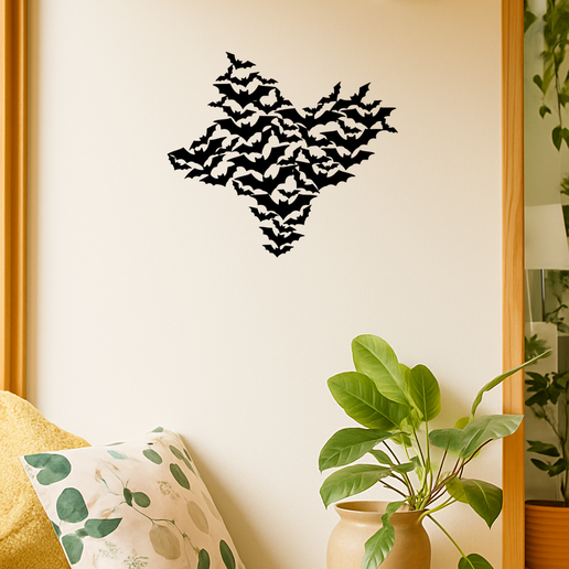 🦇 Bat Cluster 001 - Wall Art Multicolor・ 3D File for 3D printing・Cults