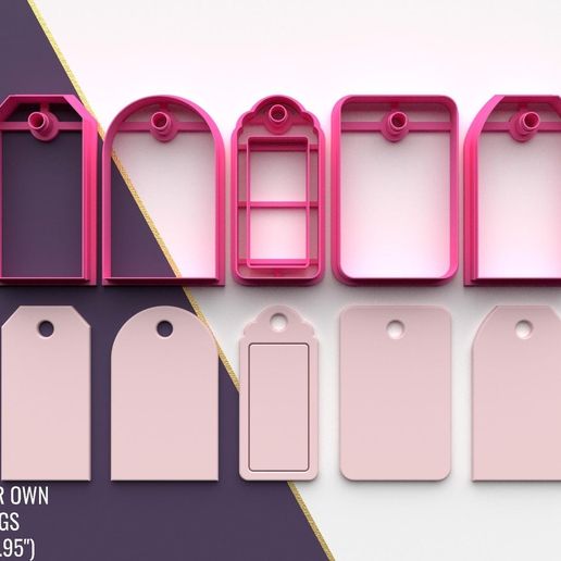 Digital STL File for Gift Tag Clay Cutter | 3D Printed Polymer Clay Tool| 1 Size, 3 Version Cut