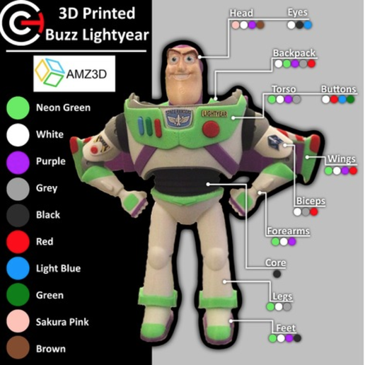 Capture d’écran 2018-10-15 à 15.03.33.png Download free STL file Buzz Lightyear - Multi Color Print • 3D printer object, ChaosCoreTech