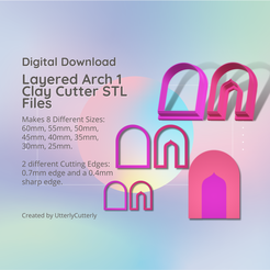 Cover-7.png 3D file Layered Arch 1 Clay Cutter - Vacation STL Digital File Download- 8 sizes and 2 Earring Cutter Versions, cookie cutter・3D printing idea to download