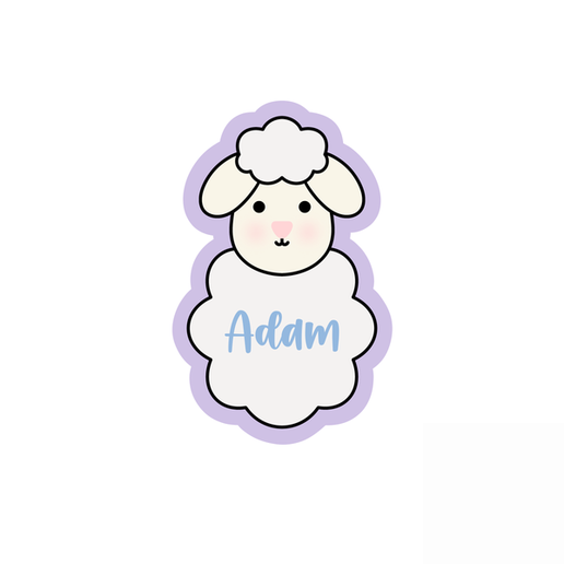 Personalized Lamb Cookie Cutter STL – 2 Inch Cute Sheep Name Plaque 3D Print File