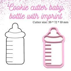 Cutter size: 39 * 72 * 10 mm a _— Baby bottle cookie cutter | Baby shower | Baby shower cookie cutter | cookie cutter | cookie cutters | it's a girl | it's a boy | pregnancy cookie cutter