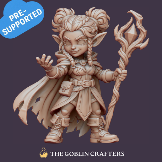 Gnome Warlock Female - Pre-Supported STL Miniature for Fantasy Tabletop RPGs
