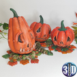 06.png Jack-o'-lanterns, set of 3 pumpkins for Halloween, articulated, interchangeable