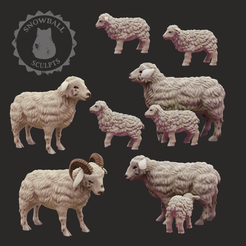 sheep_family_clay.png Archivo STL Familia ovina・Objeto de impresión 3D para descargar