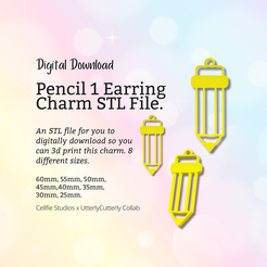 Cover-7.png Pencil 1 Earring Charm STL File - Digital Download -8 Sizes- Necklace Earring Keyring Modern Design