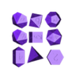 Polyset Horizontal + D2 + D4C.stl Polyset 骰子（边缘锋利） - Fantasy Elf 字体 - D2, D4, D4 Crystal, D6, D8, D10, D12, D% Horizontal, D20