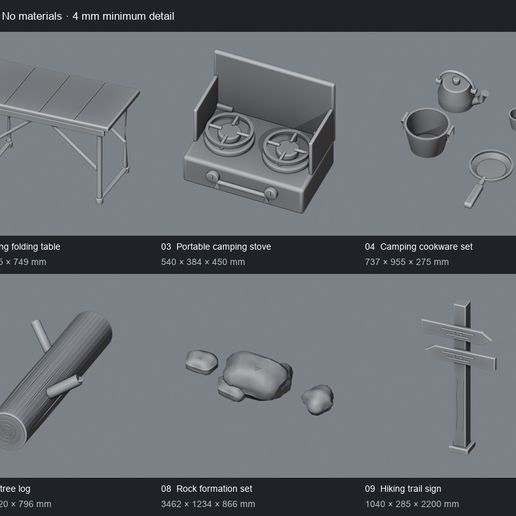 Nature & Outdoors - 30 3D Printable Scale Models | 1:18, 1:24, 1:35, 1:48, 1:64
