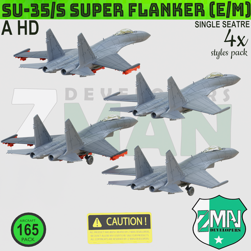 ️ SU-35s FLANKER E/M V1 (4 in 1)・ STL File for 3D printing・Cults