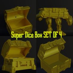 1.jpg Set Of 4 Treasure Box Dice Box Pattern Modèle d'impression 3D