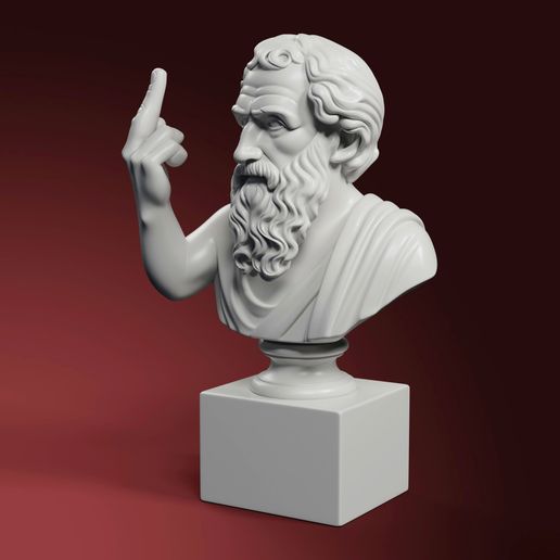 Socrates Greek Philosopher Bust STL – Middle Finger Statue 3D Print for Desk Decor
