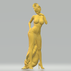 Shihori.png 3D file Shihori Pensive Pinup in Tight Dress・3D print model to download