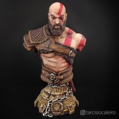 Kratos 01.jpg Fichier STL Le buste de Kratos・Idée pour impression 3D à télécharger