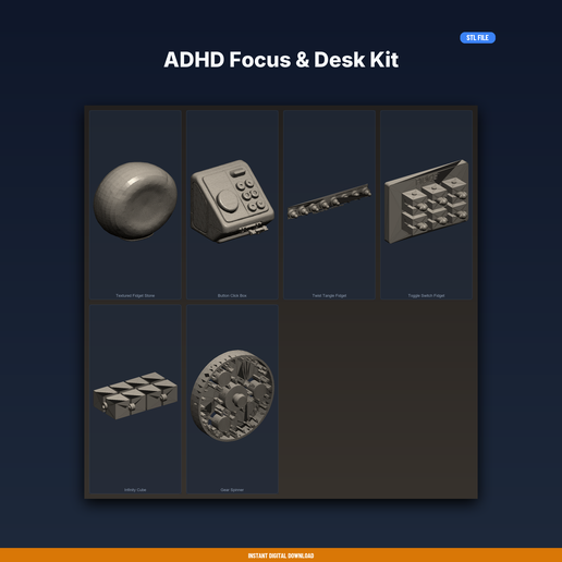 ADHD Focus & Desk Kit - 6-Model STL Bundle