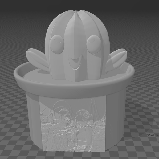 Cactus lamp with colored lithophony 3D model