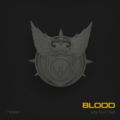 blood1.png STL file Blood ROUND JUDGE SHIELD・Model to download and 3D print