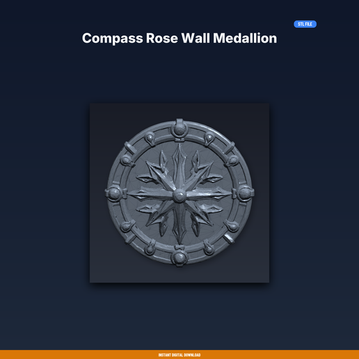 Compass Rose Wall Medallion - 3D Printable STL File