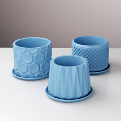 Geometric-Planters-Pot-3.png Файл STL Горшок для геометрических растений комплект из 03 штук - горшок с дренажем・3D-печатная модель для загрузки
