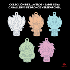 COLECCION DE LLAVEROS - SAINT SEIYA CABALLEROS DE BRONCE VERSION CHIBI. Collection of keychains bronze knights chibi version.