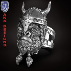 AVWG_v1_a1.jpg 3D file Ancient viking warrior guerilla v1 Ring Jewelry・3D printing design to download, AKS-Designs