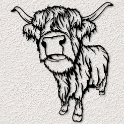 project_20230603_1736313-01.png Fichier STL art mural vache de montagne décoration murale bétail 2d art・Design pour impression 3D à télécharger