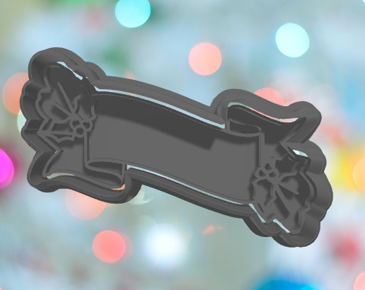 Christmas Holiday Banner Cookie Cutter - 3D model önizlemesi